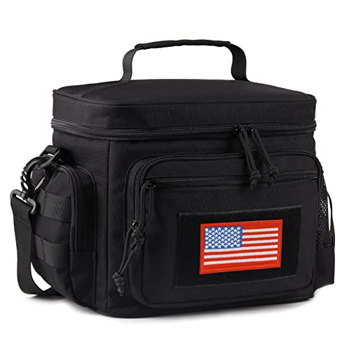 ATRIPACK Lunch Box for Men, Tactical Lunch Bag MOLLE Webbing Leakproof Insulated Large Lunch Cooler Women Adult Meal with Adjustable Shoulder Strap Durable Lunch Pail(Black) - Image 1