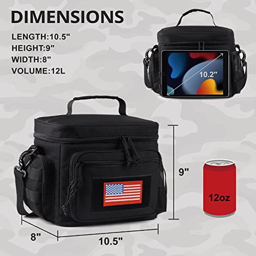 ATRIPACK Lunch Box for Men, Tactical Lunch Bag MOLLE Webbing Leakproof Insulated Large Lunch Cooler Women Adult Meal with Adjustable Shoulder Strap Durable Lunch Pail(Black) - Image 5
