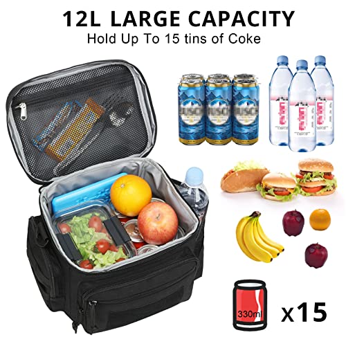 ATRIPACK Lunch Box for Men, Tactical Lunch Bag MOLLE Webbing Leakproof Insulated Large Lunch Cooler Women Adult Meal with Adjustable Shoulder Strap Durable Lunch Pail(Black) - Image 3