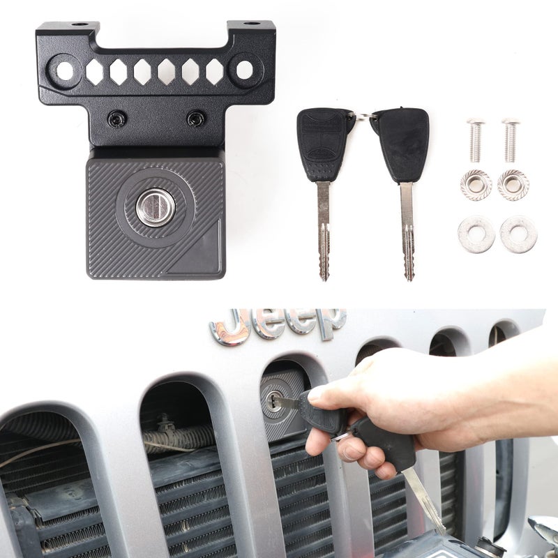 RERPRO JK Hood Lock for 20072018 Jeep Wrangler JK JKU Unlimited AntiTheft Hidden Hood Latches Locking Safety Catch Auto Rebound 1 Piece Black with 2 Keys - Image 2