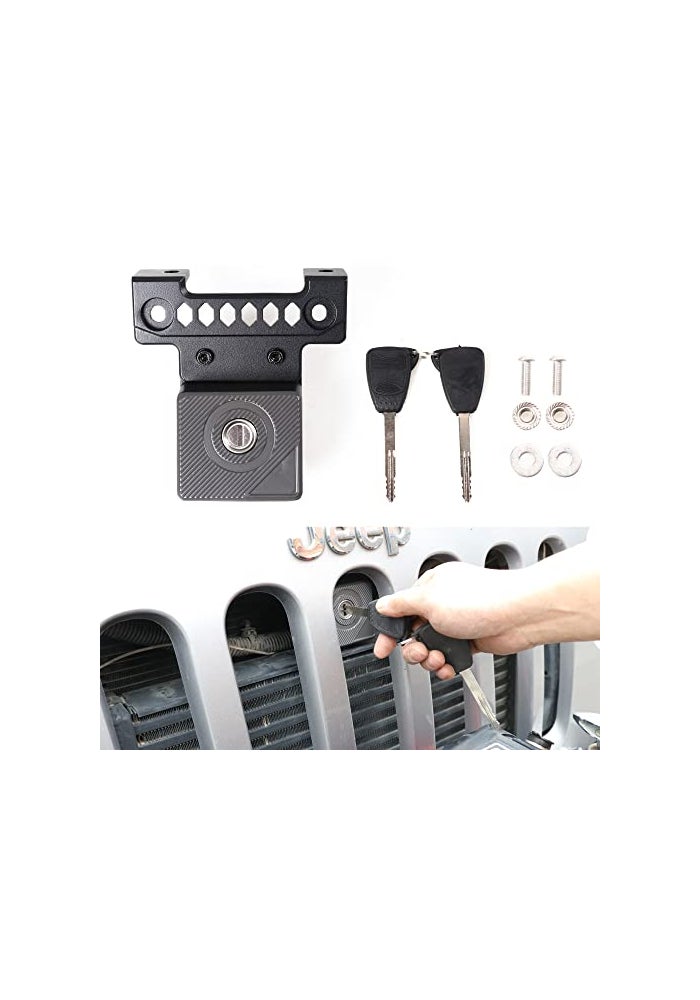 RERPRO JK Hood Lock for 20072018 Jeep Wrangler JK JKU Unlimited AntiTheft Hidden Hood Latches Locking Safety Catch Auto Rebound 1 Piece Black with 2 Keys - Image 1