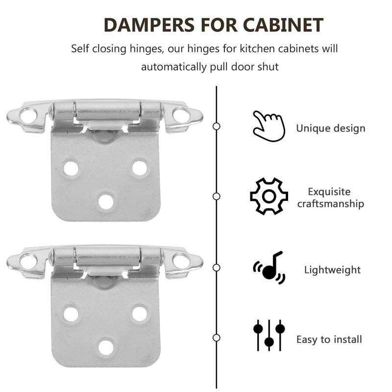 Self Closing Cabinet Door Hinges 10 Pack White Nickel 1 2 Overlay Iron Hardware - Image 4
