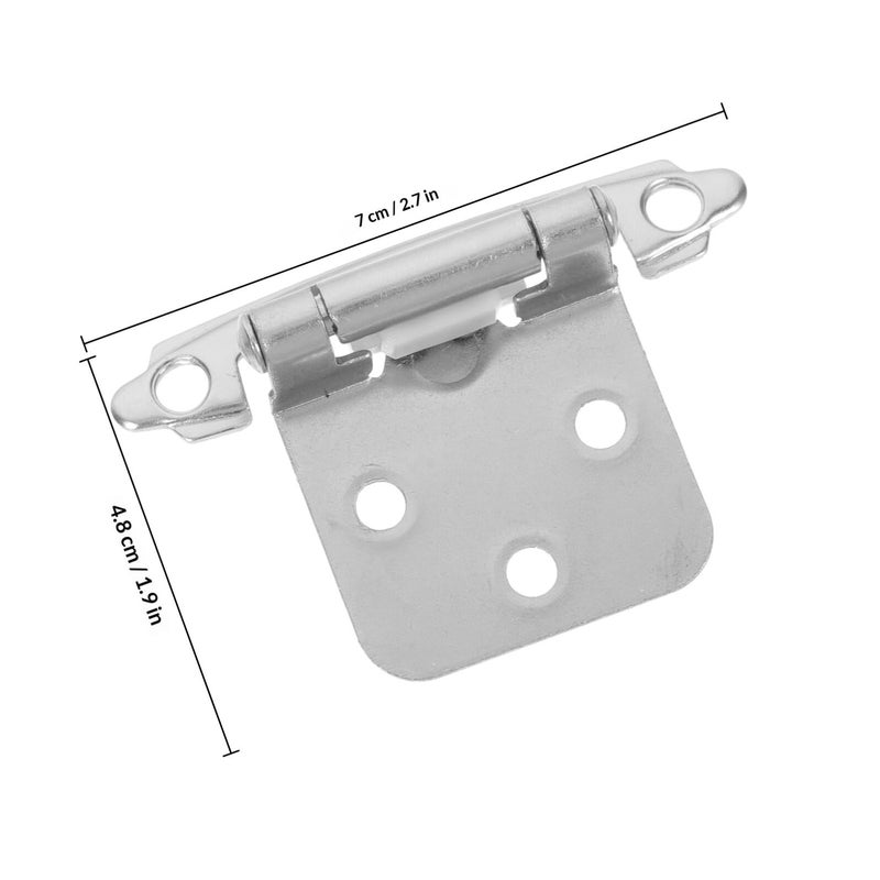 Self Closing Cabinet Door Hinges 10 Pack White Nickel 1 2 Overlay Iron Hardware - Image 3