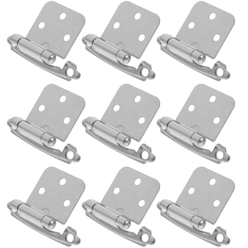 Self Closing Cabinet Door Hinges 10 Pack White Nickel 1 2 Overlay Iron Hardware - Image 2
