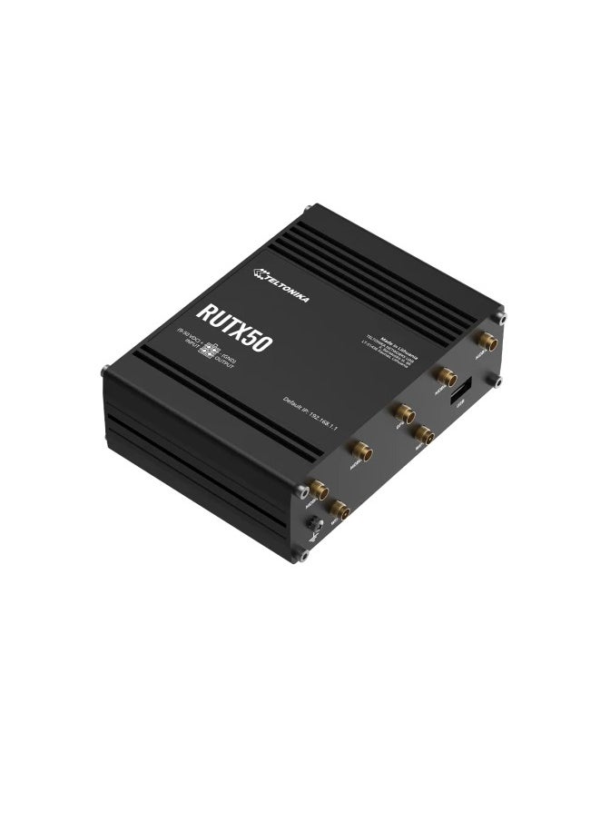 TELTONIKA - Teltonika RUTX50 Industrial Future-Proof 5G + LTE CAT20 Wireless Router, Dual SIM, Remote Management System (RMS), RutOS Advanced Security, Dual Band Wi-Fi 5, Gigabit Ethernet Ports (x5), USB 2.0 - Image 1