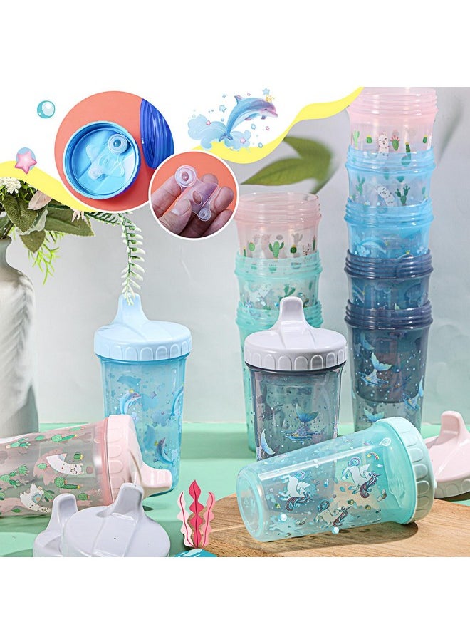 Mifoci Mifoci 24 Pcs 10 oz Sippy Cups for Toddlers Reusable No Spill Cups with Lids Toddler Baby Feeding Supplies, Dishwasher, Microwave Safe (Girl Style)  - Image 3