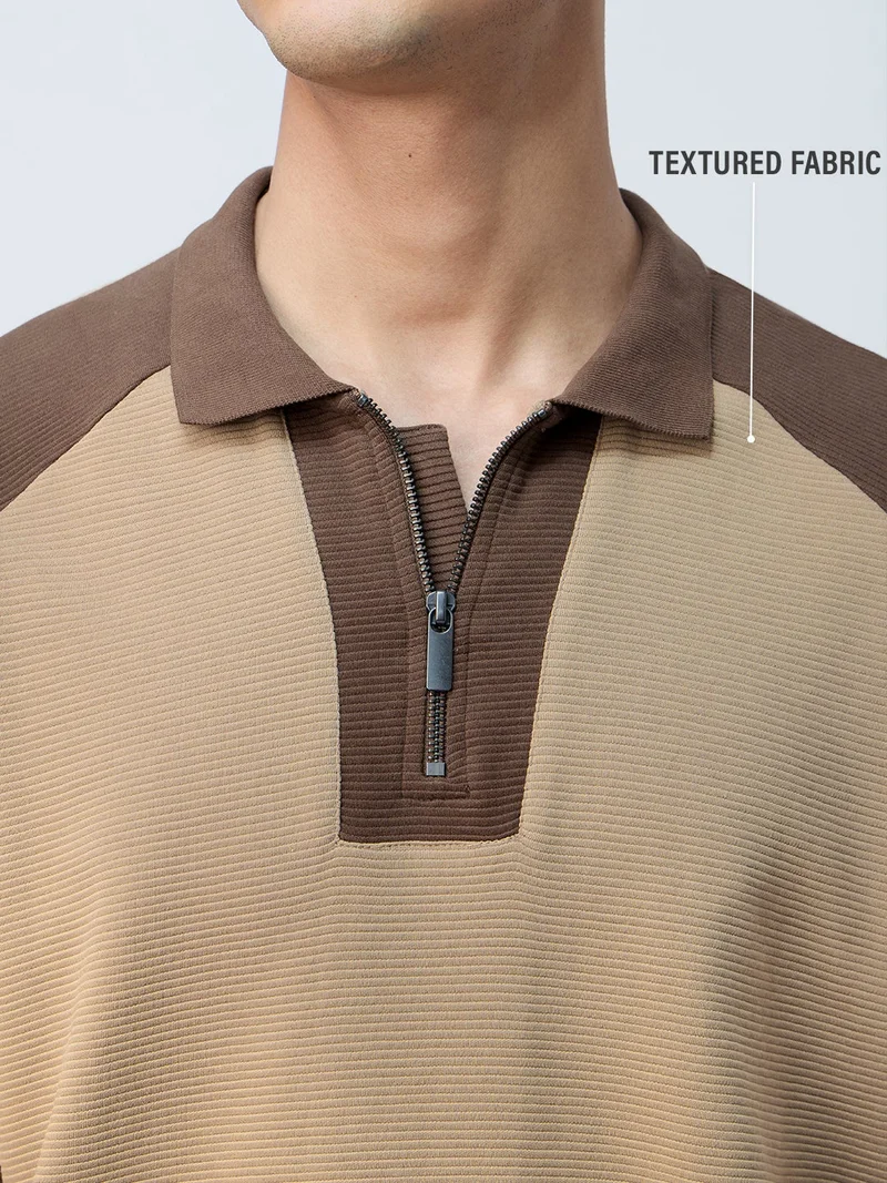 The Souled Store  The Souled Store Originals: Malt Men and Boys Short Sleeves Polo Collar Textured Cotton Blend Oversized Fit Colour-Block Lightweight Comfortable All-Season Polo T-Shirt  | Best Price UAE