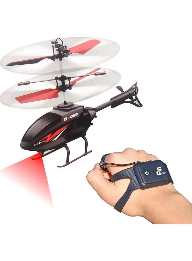 Exceed Remote Control Helicopter for Kids - Easy Up & Down RC Toy with LED Lights, Hand Sensor, and USB Charging - Image 1