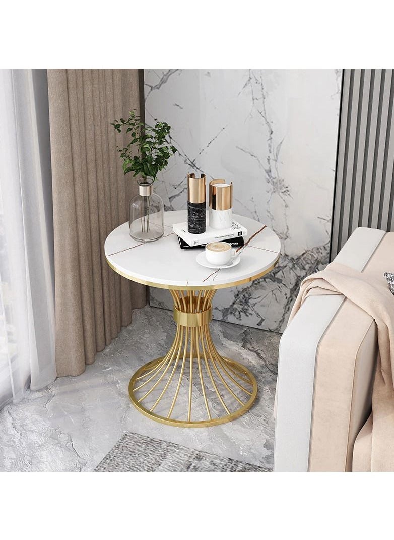 Generic luxury iron table modern apartment sofa table creative marble end coffee table round coffee table gold round table  - Image 3