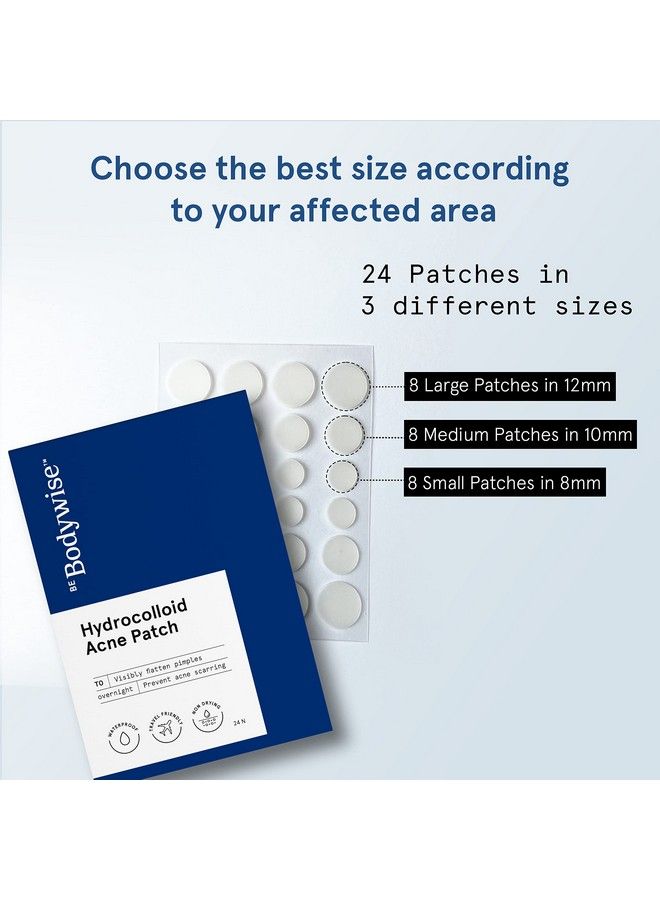 Bodywise Ise Acne Pimple Patch For Women & Men (24 Dots ; 3 Sizes) ; Absorbs & Flattens Acne Overnight ; Waterproof ; Reduces Excess Oil Shrinks Pimples & Clears Pores ; For All Skin Type - Image 4