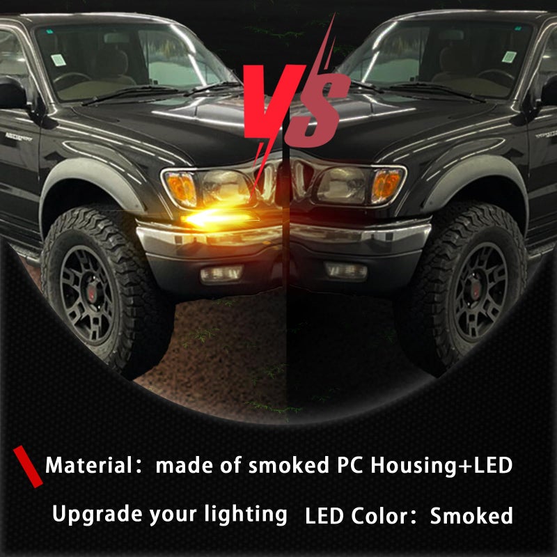 PGTOPONE Switchback White/Amber LED Front Side Marker Headlight Daytime Running Lamp Amber Sequential Turn Signal Light Feature Compatible with Toyota Tacoma 2001-2004 Replacement Front Bumper Trim - Image 3
