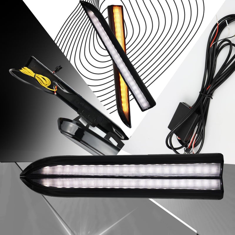 PGTOPONE Switchback White/Amber LED Front Side Marker Headlight Daytime Running Lamp Amber Sequential Turn Signal Light Feature Compatible with Toyota Tacoma 2001-2004 Replacement Front Bumper Trim - Image 5