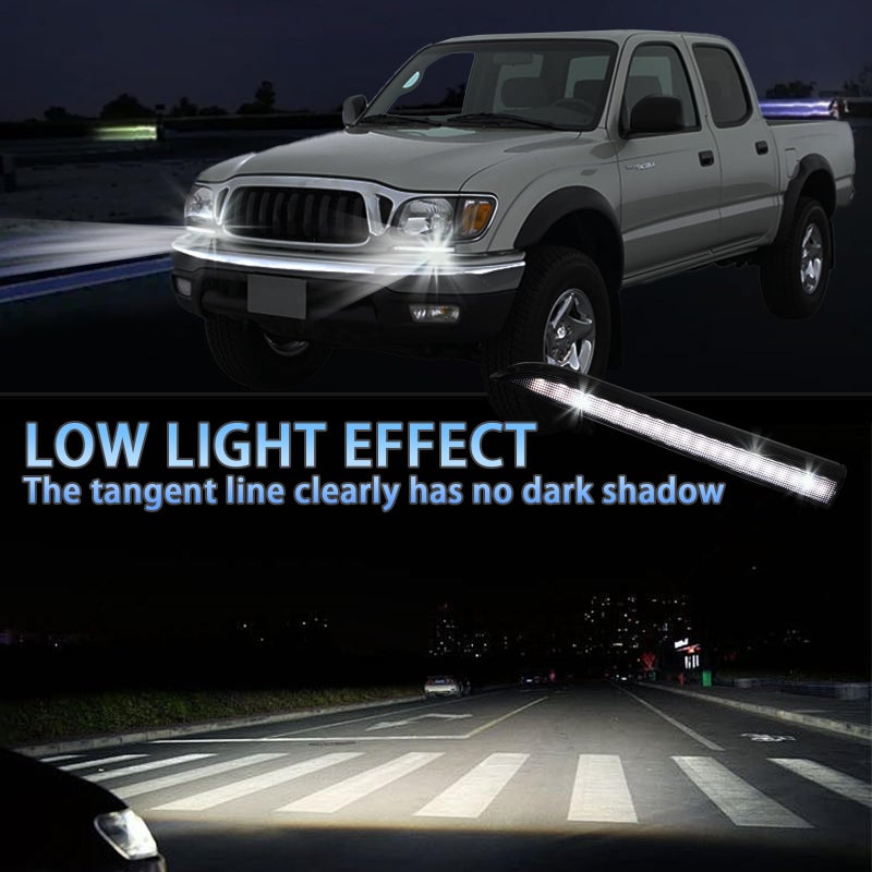 PGTOPONE Switchback White/Amber LED Front Side Marker Headlight Daytime Running Lamp Amber Sequential Turn Signal Light Feature Compatible with Toyota Tacoma 2001-2004 Replacement Front Bumper Trim - Image 4