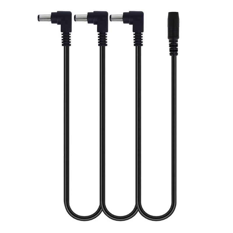 pigtone 1 to 3 Way Daisy Chain Black Cable Right Angle Plug Guitar Effect Pedal Power Supply Splitter Cable Adapter 9V DC Power Cable - Image 1