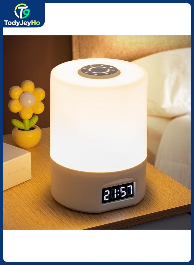 TodyJeyHo Touch Bedside Table Lamp,clock,Changing Dimmable Table Lamp,Night Light for Kids,3 Colors LED Lamp with Warm White Lights,USB Rechargeable, Bedside Night Light, Soft Eye Caring for Bedrooms and Sleep Aid - Image 1