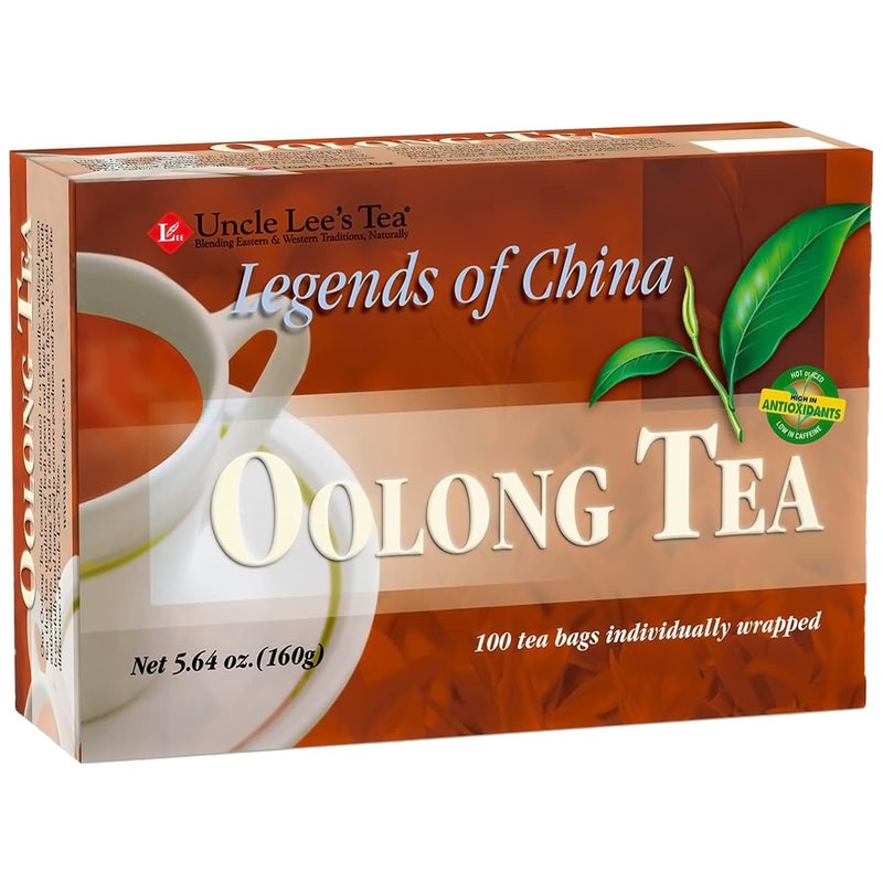 Uncle Lee's Tea Uncle Lee’s Premium Oolong Tea, Caffeinated, 100 Count - Antioxidant-Rich Slightly Oxidized Green Tea Leaves, Individually Wrapped Bags, 5.64 Oz Ea - Image 1