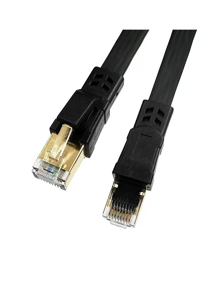 Generic Cat8 Ethernet Cable High Speed ​​40Gbps 2000MHz RJ45 Network Internet Braided Shielded Cable LAN Cable Compatible with Game Switch PC PS5 PS4 Xbox Modem Router WIFI Extender Patch Panel (Black)  - Image 1