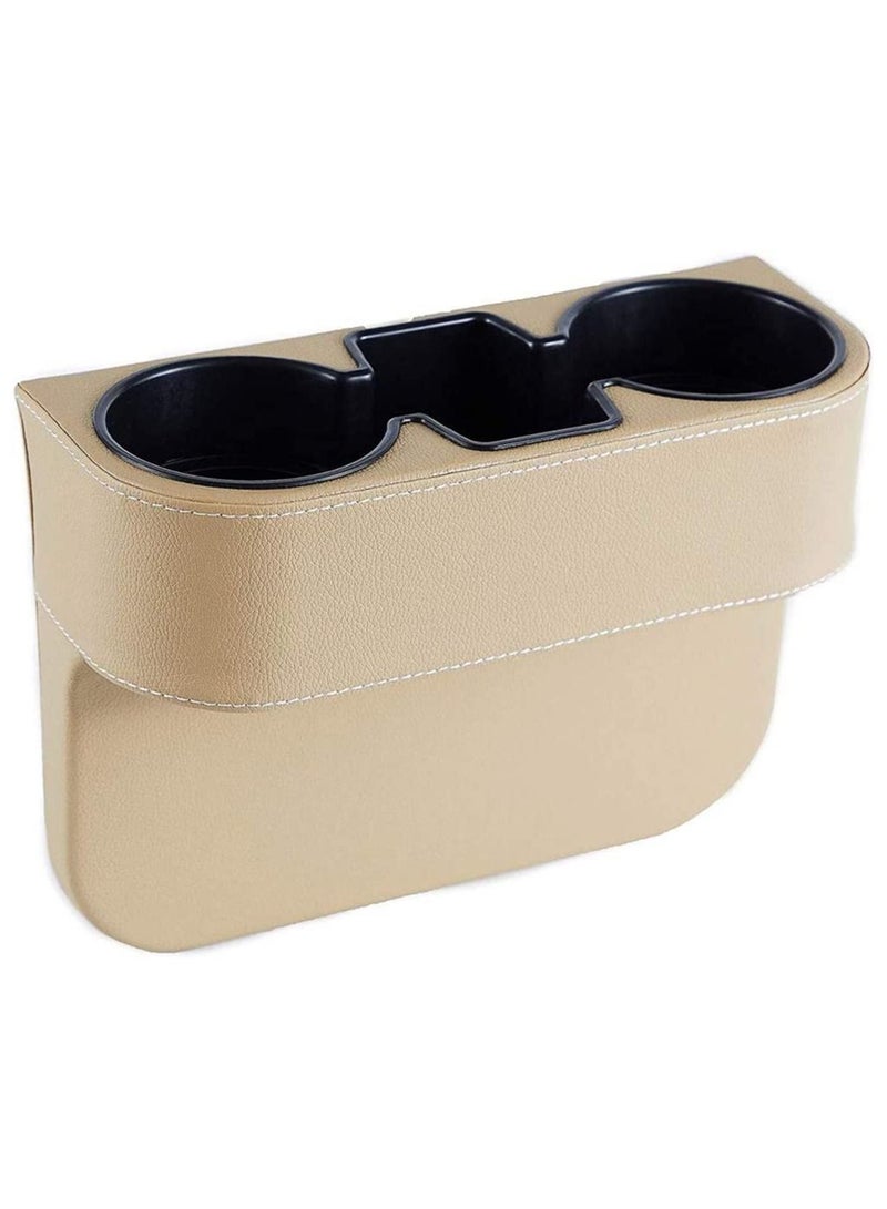 Y&D Car Cup Holder Expander with PU Leather Cover, Multifunction Seat Pocket Glove Phone Mount Organizer, Back Storage for Drink Mug Bottle CellPhones Coasters Cards  - Image 1