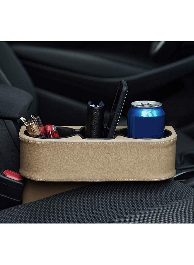 Y&D Car Cup Holder Expander with PU Leather Cover, Multifunction Seat Pocket Glove Phone Mount Organizer, Back Storage for Drink Mug Bottle CellPhones Coasters Cards  - Image 2
