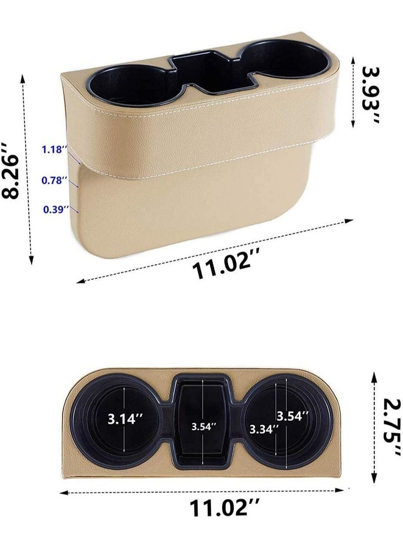 Y&D Car Cup Holder Expander with PU Leather Cover, Multifunction Seat Pocket Glove Phone Mount Organizer, Back Storage for Drink Mug Bottle CellPhones Coasters Cards  - Image 5