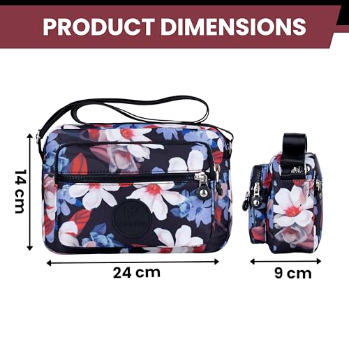 MISTYCDEP Crossbody Purse for Women, Nylon Waterproof Shoulder Purse, Messenger and travelling Bag Lightweight, Long Strap (White Flower) - Image 2