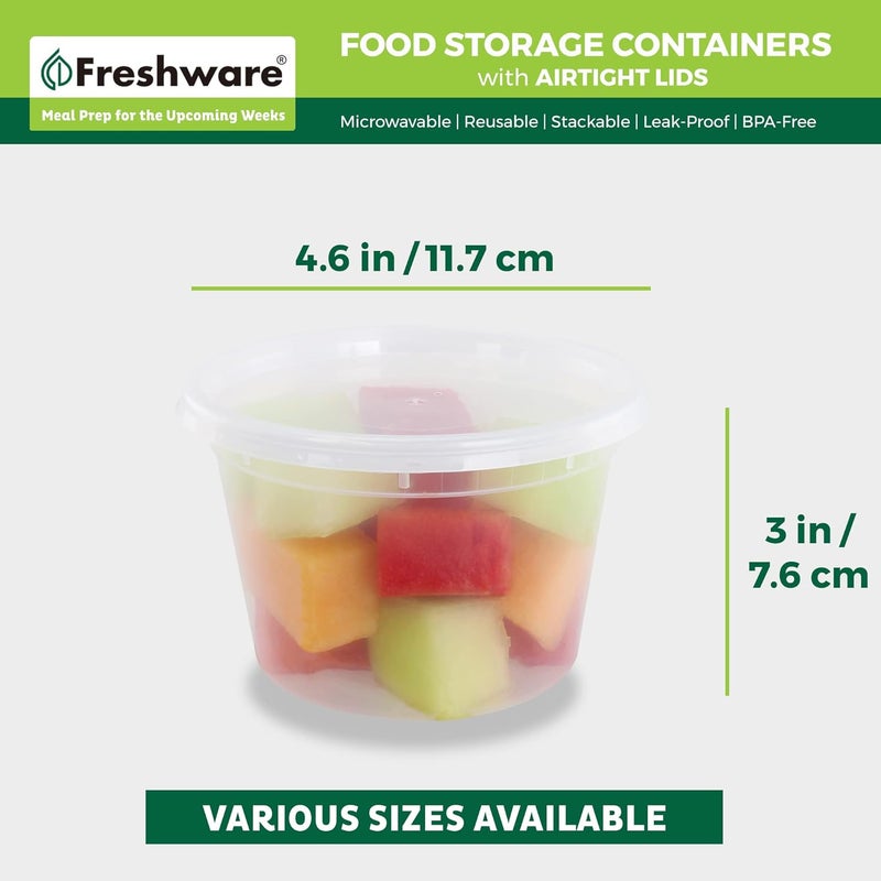 Freshware [240 Pack] 16 oz Food Storage Containers With Lids, Plastic Containers, Freezer Safe | Meal Prep | Stackable | Leakproof | BPA Free, Clear - Image 3