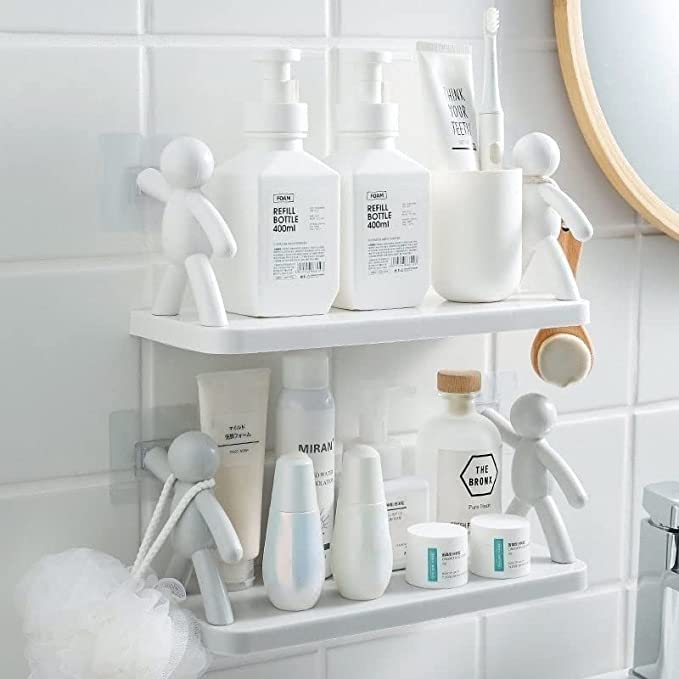 SAJAG Self Adhesive Multipurpose Stand Holder for BathroomToiletKitchenBedroomOffice Shelf Wall Holder Bathroom Rack Storage Box Strong Magic Sticker Shower Rack Shelf 1 PCS - Image 3