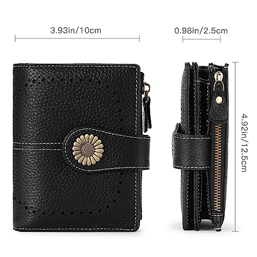 SENDEFN Small Womens Wallet Leather Bifold Card Holder RFID Blocking with Zipper Coin Pocket - Image 3