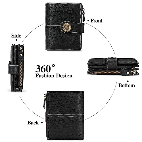 SENDEFN Small Womens Wallet Leather Bifold Card Holder RFID Blocking with Zipper Coin Pocket - Image 4