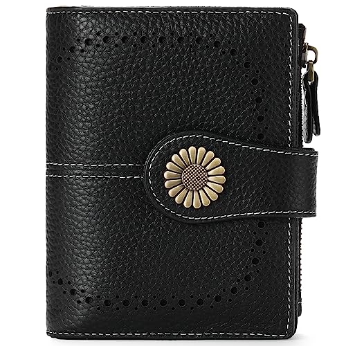 SENDEFN Small Womens Wallet Leather Bifold Card Holder RFID Blocking with Zipper Coin Pocket - Image 1