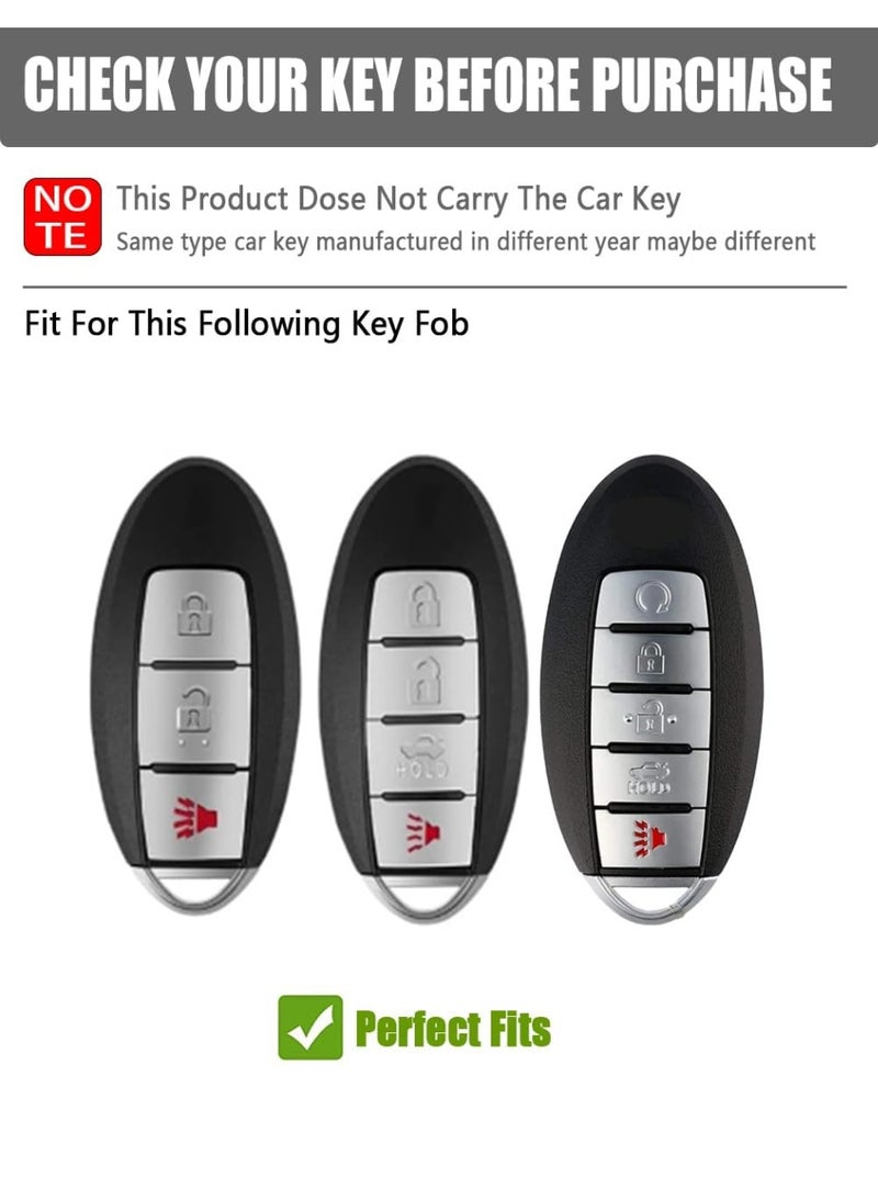 NOSKIN Fit for Nissan Key Fob Cover,Leather Car Key Shells Fob Holder,Compatible for Nissan Altima Rogue Sentra Patrol Pathfinder Frontier Maxima Titan Murano Versa Armada GTR 4/5 Buttons(Black) - Image 2