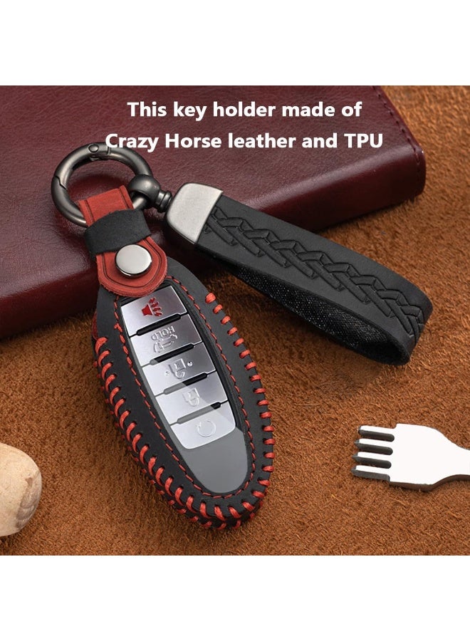NOSKIN Fit for Nissan Key Fob Cover,Leather Car Key Shells Fob Holder,Compatible for Nissan Altima Rogue Sentra Patrol Pathfinder Frontier Maxima Titan Murano Versa Armada GTR 4/5 Buttons(Black) - Image 3
