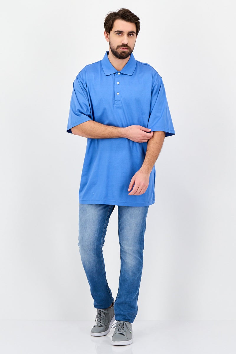 Greg Norman Men Regular Fit Plain Short Sleeve Polo Shirt, Dark Blue - Image 3