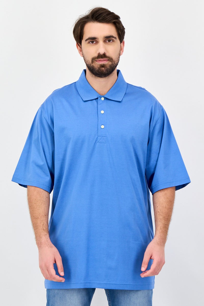 Greg Norman Men Regular Fit Plain Short Sleeve Polo Shirt, Dark Blue - Image 1