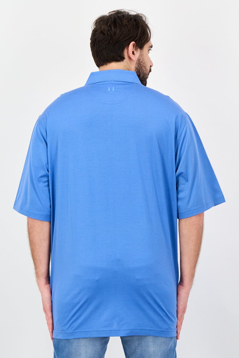 Greg Norman Men Regular Fit Plain Short Sleeve Polo Shirt, Dark Blue - Image 4