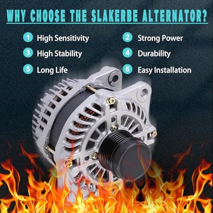 Slakerbe 04801490AA Alternator Compatible for Journey L4 2.4L 2009 2010 2011 2012-2020, 4801490AD 11440 Electrical Alternator 04801490AC, 04801490AD, 4801490AA, 4801490AC, 4801490AD - Image 3