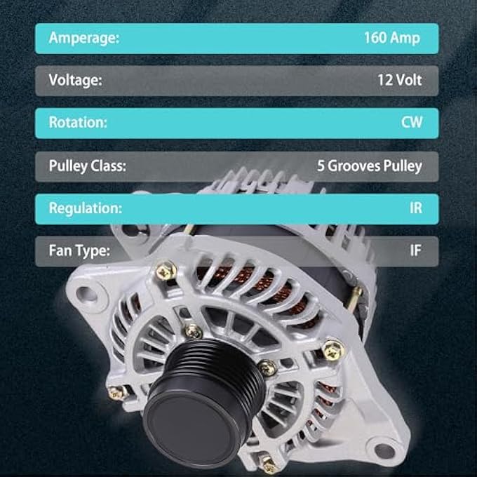 Slakerbe 04801490AA Alternator Compatible for Journey L4 2.4L 2009 2010 2011 2012-2020, 4801490AD 11440 Electrical Alternator 04801490AC, 04801490AD, 4801490AA, 4801490AC, 4801490AD - Image 2