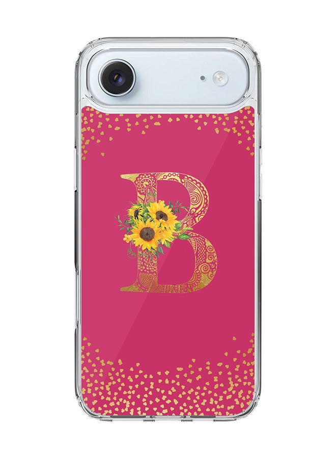 Stylizedd Classic Clear MagSafe Case for iPhone 17 Air , Hybrid Soft Case Flexible Edges Anti Drop TPU PC Gel Thin Transparent Cover [ Designed for iPhone 17 Air ] - Custom Monogram Initial Letter Floral Pattern Alphabet - B ( Deep Pink Rose )