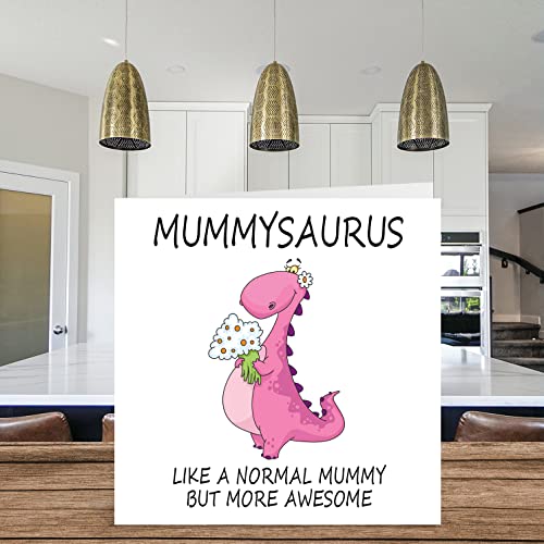 Stuff4 Birthday Cards for Mummy - Mummysaurus - Mummy Birthday Card from Daughter Son, Happy Birthday Mummy, Mum Dinosaur Birthday Card 5.7 x 5.7 Inch Mothers Day Greeting Cards for Mama Mammy Mum Mummy - Image 3