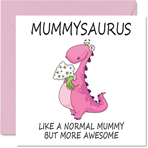 Stuff4 Birthday Cards for Mummy - Mummysaurus - Mummy Birthday Card from Daughter Son, Happy Birthday Mummy, Mum Dinosaur Birthday Card 5.7 x 5.7 Inch Mothers Day Greeting Cards for Mama Mammy Mum Mummy - Image 1