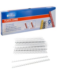 ATLAS 100-Piece Plastic Binding Combs 12mm Width White  - Image 1