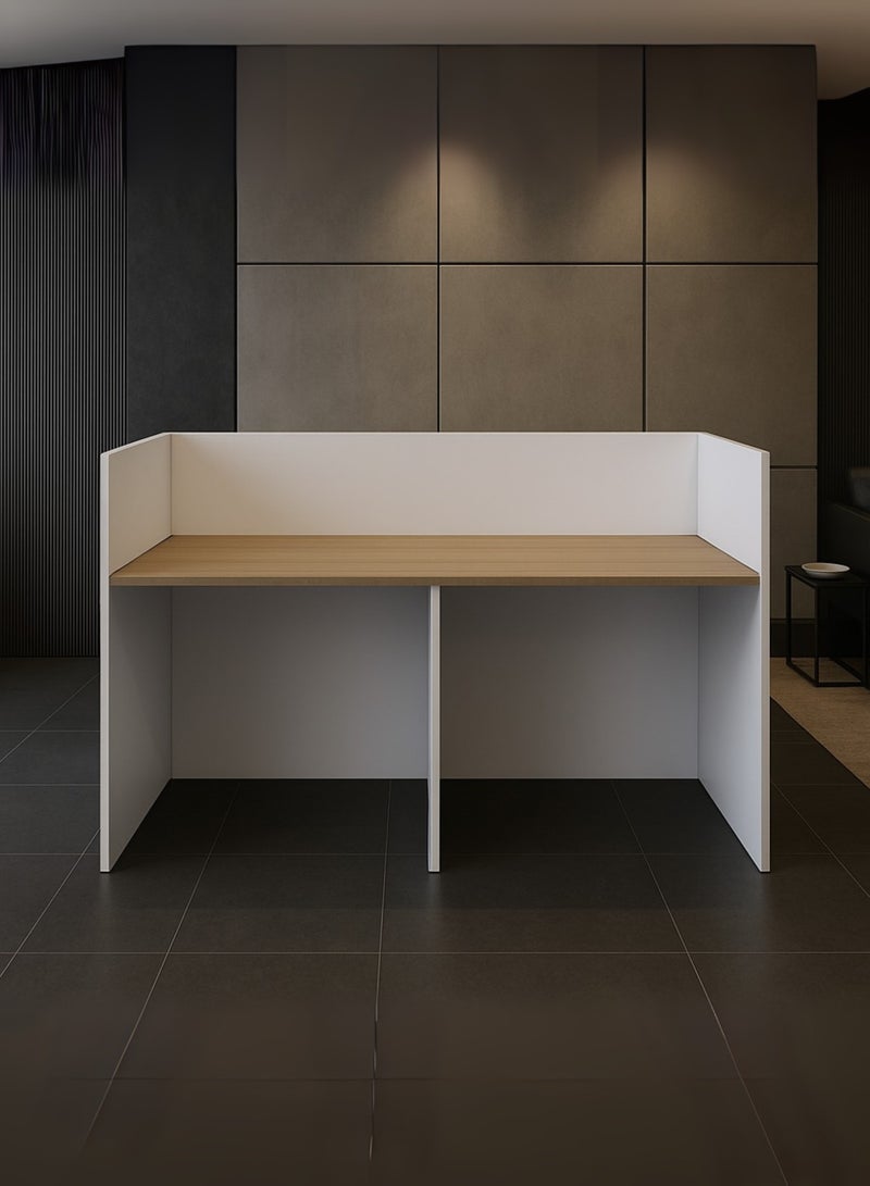 Karnak Horizon Modern Reception Desk Counter – Office Front Desk with Contemporary Design, Durable Finish, Ergonomic Workspace, Ideal for Office, Hotel, Clinic, Salon & Showroom ( White-Coco ) - Image 4