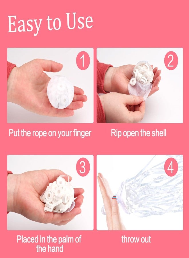 Arouselove Confetti Poppers, 10Pack Plastic No Mess Streamers, Party Poppers for Birthday,Wedding,Celebrations,Graduation Party (White, 10 Pack) - Image 3
