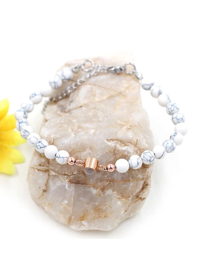 Uloveido - I Love You 100 Languages Bracelets Set Matching Couples Gift - 6mm White Turquoise Beaded Bracelets Valentines Day Gifts for Boyfriend Girlfriend - Image 1