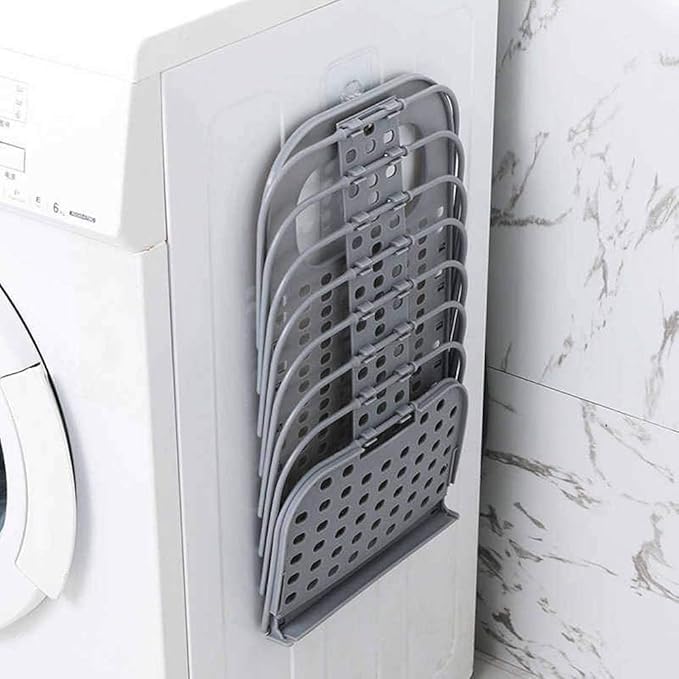 VIDORA VIDORA Foldable Plastic Dirty Hamper Basket Bathroom Hanging Mesh Laundry Basket Toiletry Organization Washing Bin Home Portable Magic Sticker  - Image 2