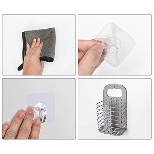 VIDORA VIDORA Foldable Plastic Dirty Hamper Basket Bathroom Hanging Mesh Laundry Basket Toiletry Organization Washing Bin Home Portable Magic Sticker  - Image 4