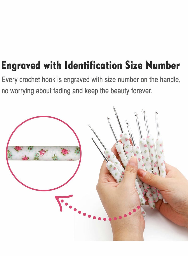 KASTWAVE Crochet Hooks Set, 8Pcs Ergonomic Hook Needles for Arthritic Hands, Exquisite Knitting Supplies, White - Image 4