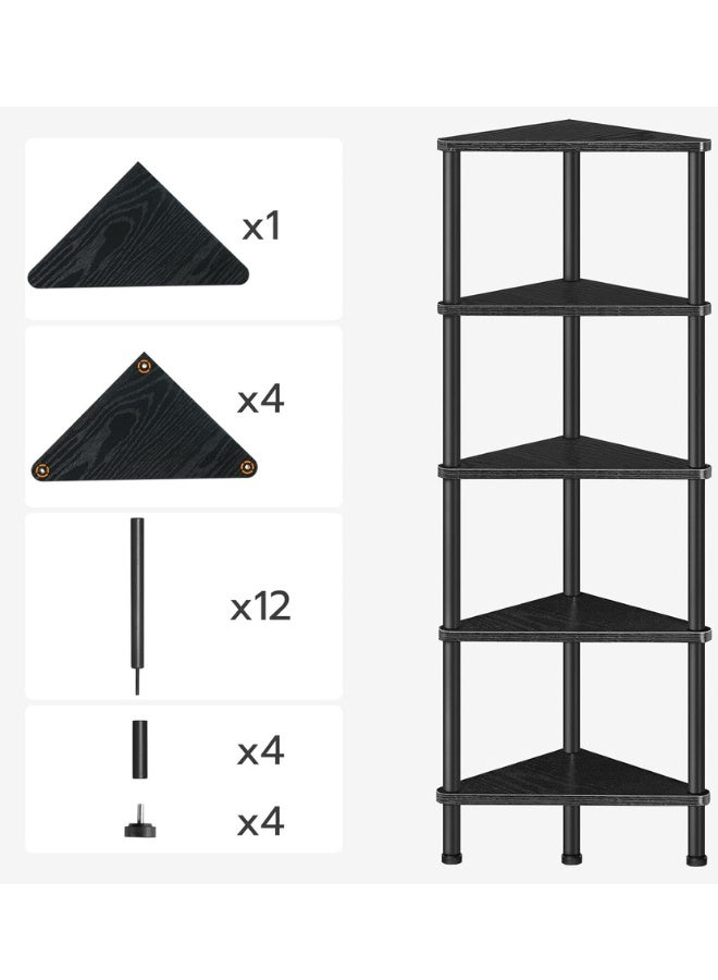 Chase Up 5-Tier Corner Shelf Stand, Corner Bookshelf, Bathroom Organizer, Plant Stand, Tempered Glass, Steel Frame, Modern Style, for Living Room, Bathroom, Kitchen,  ULGT810A01 - Image 4