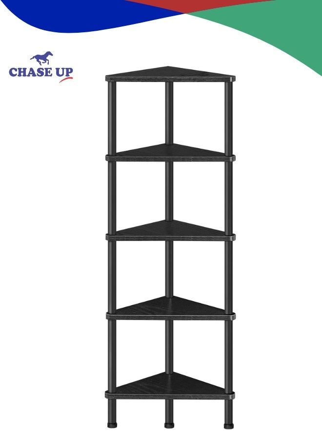 Chase Up 5-Tier Corner Shelf Stand, Corner Bookshelf, Bathroom Organizer, Plant Stand, Tempered Glass, Steel Frame, Modern Style, for Living Room, Bathroom, Kitchen,  ULGT810A01 - Image 1