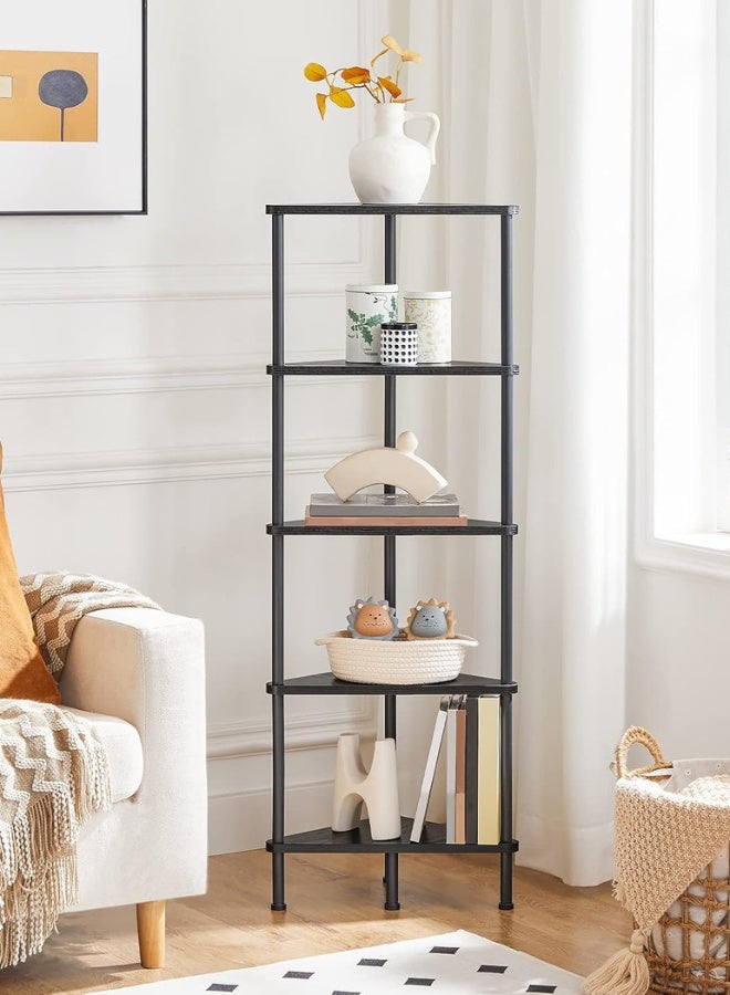 Chase Up 5-Tier Corner Shelf Stand, Corner Bookshelf, Bathroom Organizer, Plant Stand, Tempered Glass, Steel Frame, Modern Style, for Living Room, Bathroom, Kitchen,  ULGT810A01 - Image 2